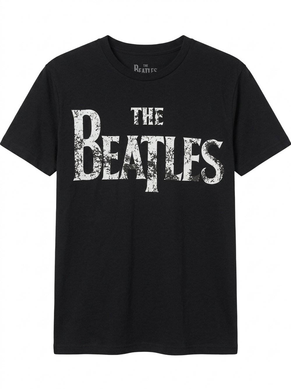 The Beatles Black Shirt with Distressed White Logo